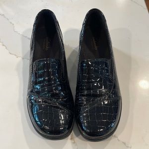 Clarks loafers black faux alligator skin black